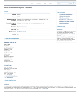 Nimbus-7 SMMR Pathfinder Brightness Temperatures