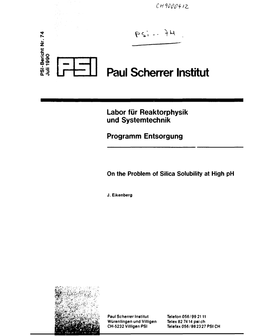 On the Problem of Silica Solubility at High Ph