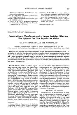 Redescription of Physalaemus Spiniger (Anura: Leptodactylidae) and Description of Two New Reproductive Modes