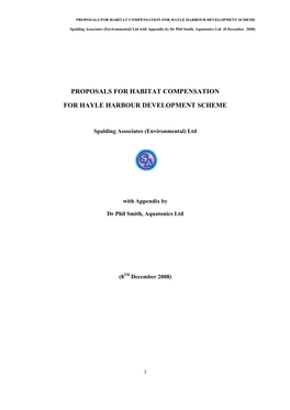 2008 Proposals for Habitat Compensation For