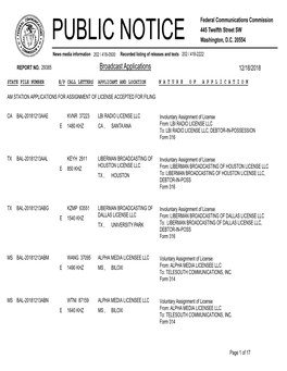 Broadcast Applications 12/18/2018