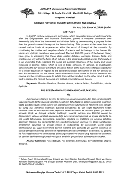 AVRASYA Uluslararası Araştırmalar Dergisi Cilt : 9 Sayı : 26 Sayfa: 296 - 312 Mart 2021 Türkiye Araştırma Makalesi