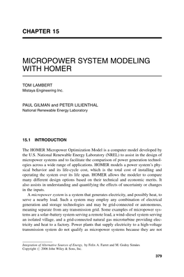 Micropower System Modeling with Homer