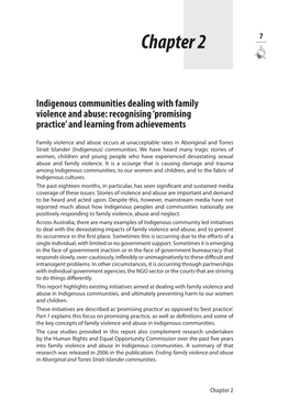 Chapter 2: Indigenous Communities Dealing with Family Violence And