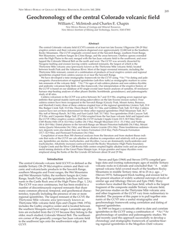 Geochronology of the Central Colorado Volcanic Field