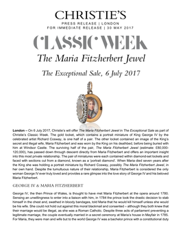 The Maria Fitzherbert Jewel the Exceptional Sale, 6 July 2017