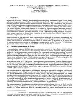 (GRAND CHAMBER): VARNAVA and OTHERS V. TURKEY by CHRIS JENKS* [September 18, 2009] +Cite As 49 ILM 358 (2010)+