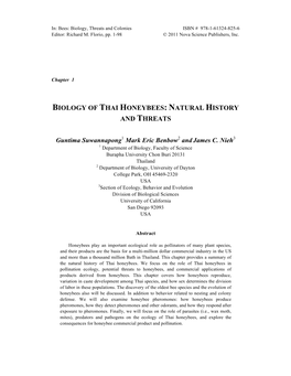 Biology of Thai Honeybees: Natural History and Threats