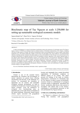 Bioclimatic Map of Tay Nguyen at Scale 1:250,000 for Setting up Sustainable Ecological Economic Models