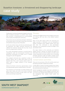 Busselton Ironstone: a Threatened and Disappearing Landscape Case Study