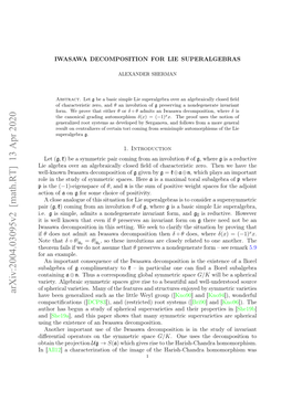 Iwasawa Decomposition for Lie Superalgebras