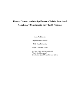 Plumes, Plateaux, and the Significance of Subduction-Related Accretionary Complexes in Early Earth Processes