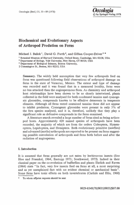 Biochemical and Evolutionary Aspects of Arthropod Predation on Ferns