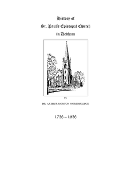 History of St. Paul's Episcopal Church in Dedham 1758 – 1958