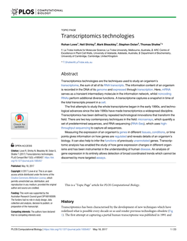 Transcriptomics Technologies