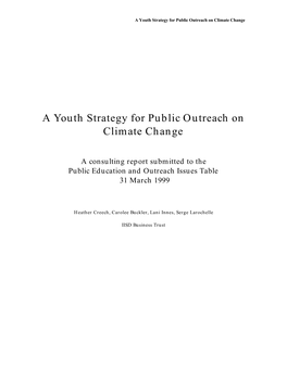 A Youth Strategy for Public Outreach on Climate Change