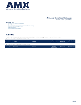 LISTING Armenia Securities Exchange