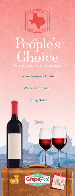 People's Choice Wine Tasting Classic Ballot Mark the Bubble Next to Your Favorite Wine in Each of the Categories