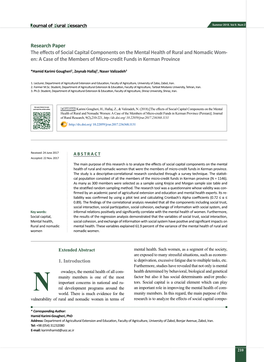 Research Paper the Effects of Social Capital Components on the Mental