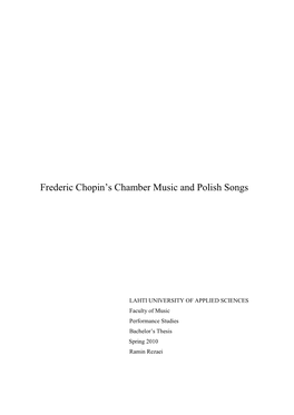 Frederic Chopin's Chamber Music and Polish Songs