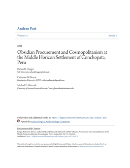 Obsidian Procurement and Cosmopolitanism at the Middle Horizon Settlement of Conchopata, Peru Richard L