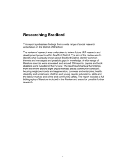 A Review of Social Research on Bradford District