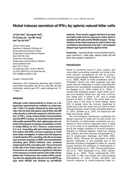 Nickel Induces Secretion of IFN-Γ by Splenic Natural Killer Cells