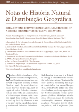 Notas De História Natural & Distribuição Geográfica