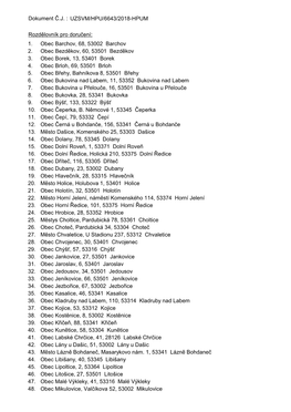 UZSVM/HPU/6643/2018-HPUM Rozdělovník Pro Doručení: 1. Obec