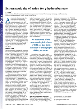 Extrasynaptic Site of Action for Γ-Hydroxybutyrate