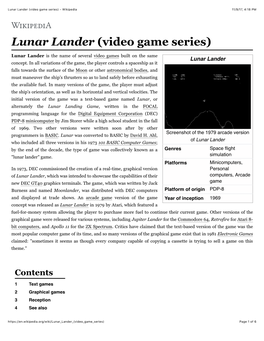 Lunar Lander (Video Game Series) - Wikipedia 11/9/17, 4�18 PM