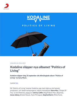 Kodaline Släpper Nya Albumet ”Politics of Living”