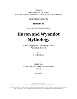 Huron and Wyandot Mythology