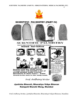 Scientific Palmistry (Part Iv) – Ridge Patterns, Medical Palmistry, Etc