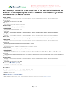 Procalcitonin, Pentraxine 3, and Molecules of the Vascular Endothelium Are Hallmark of Pathogenicity and Predict Coma and Mortal