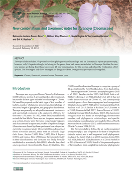 New Combinations and Taxonomic Notes for Tarenaya(Cleomaceae)