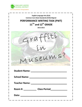 PERFORMANCE WRITING TASK (PWT) 11TH and 12Th GRADE 2012-2013