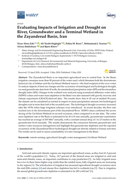 Evaluating Impacts of Irrigation and Drought on River, Groundwater and a Terminal Wetland in the Zayanderud Basin, Iran