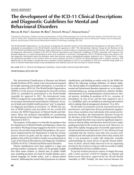 11 Clinical Descriptions and Diagnostic Guidelines for Mental and Behavioural Disorders 1 2 3 2 MICHAEL B