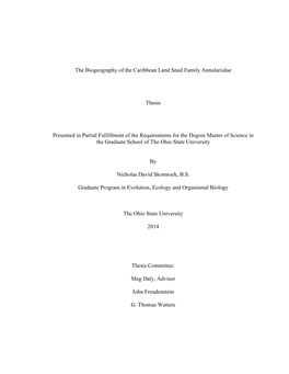 The Biogeography of the Caribbean Land Snail Family Annulariidae