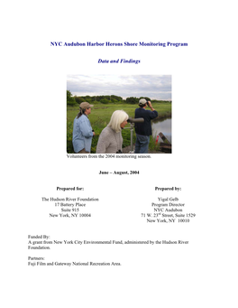 Harbor Herons Shore Monitoring Program, 2004