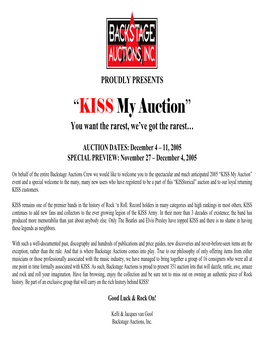 “KISS My Auction” You Want the Rarest, We’Ve Got the Rarest…
