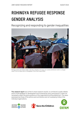 ROHINGYA REFUGEE RESPONSE GENDER ANALYSIS Recognizing and Responding to Gender Inequalities