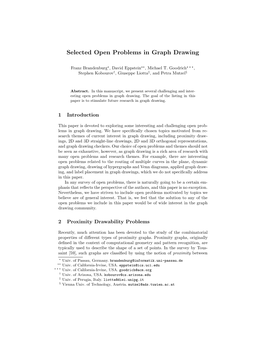 Selected Open Problems in Graph Drawing
