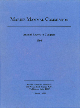 Marine Mammal Commission Annual Report -1994