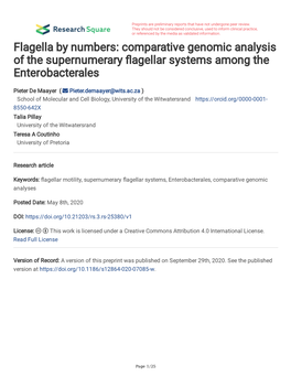Comparative Genomic Analysis of the Supernumerary Fagellar Systems Among the Enterobacterales