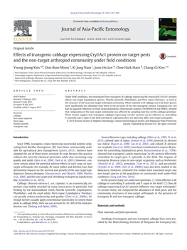 Effects of Transgenic Cabbage Expressing Cry1ac1 Protein on Target Pests and the Non-Target Arthropod Community Under ﬁeld Conditions