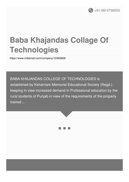 Baba Khajandas Collage of Technologies