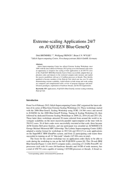 Extreme-Scaling Applications 24/7 on JUQUEEN Blue Gene/Q