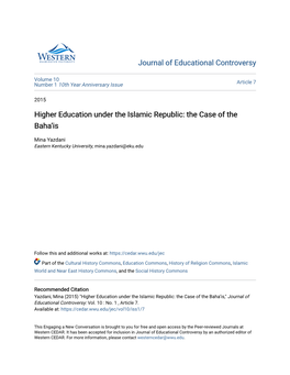 Higher Education Under the Islamic Republic: the Case of the Baha'is